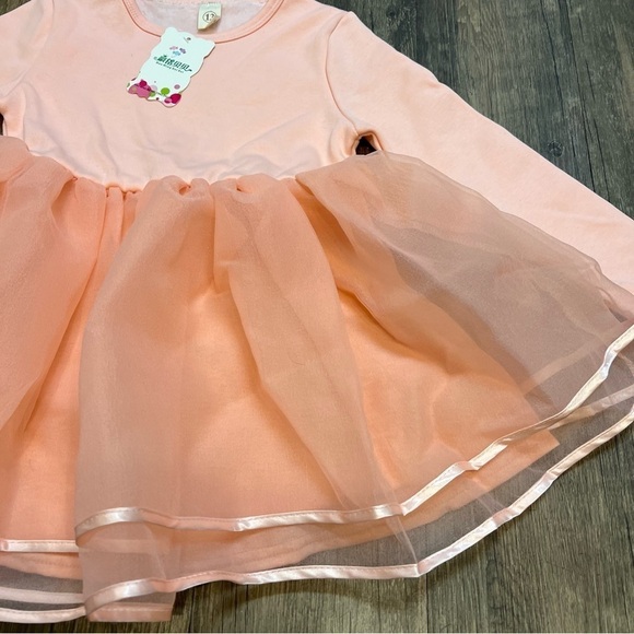 NWT Girls Pink Long Sleeves Tulle Tutu Dress Size 3 - Picture 4 of 6